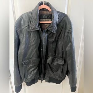 Marc New York Andrew Marc Black Leather Bomber Jacket Size M